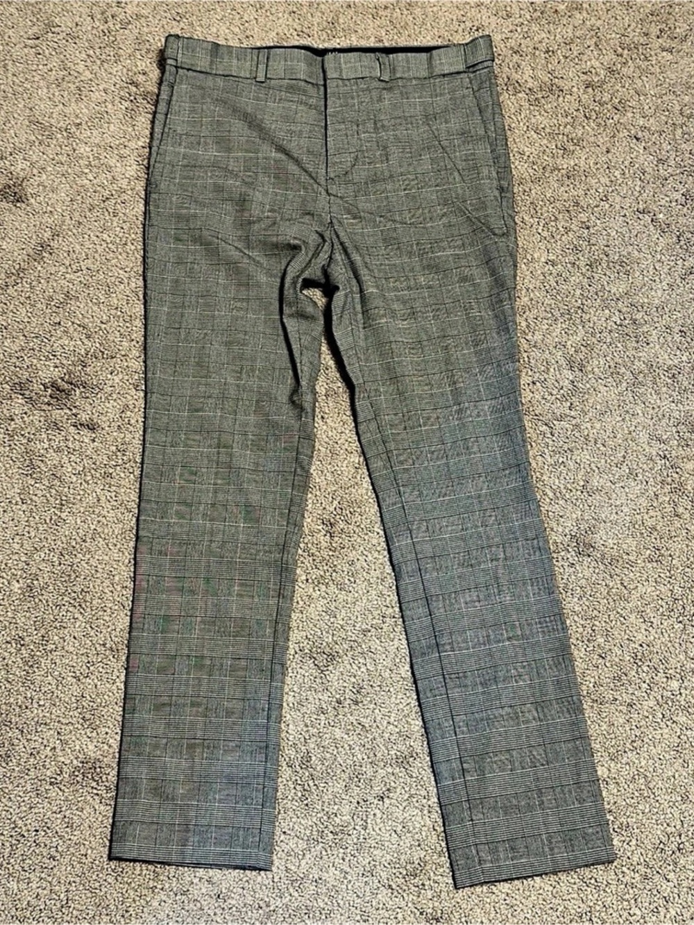 H&M Skinny Fit Plaid Dress Pants in Gray US 30R